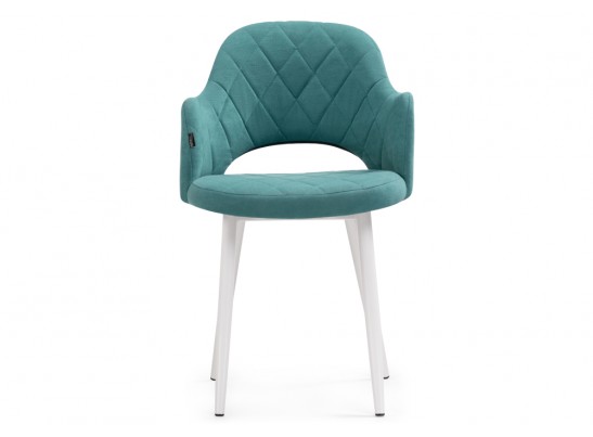 Стул на металлокаркасе Гутрид ромбы спереди бирюзовый / белый в Кургане