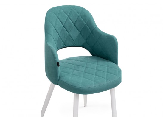 Стул на металлокаркасе Гутрид ромбы спереди бирюзовый / белый в Кургане