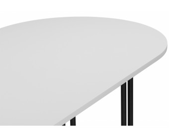 Деревянный стол Хьюго О 200 х 90 белая шагрень пленка / черные ноги