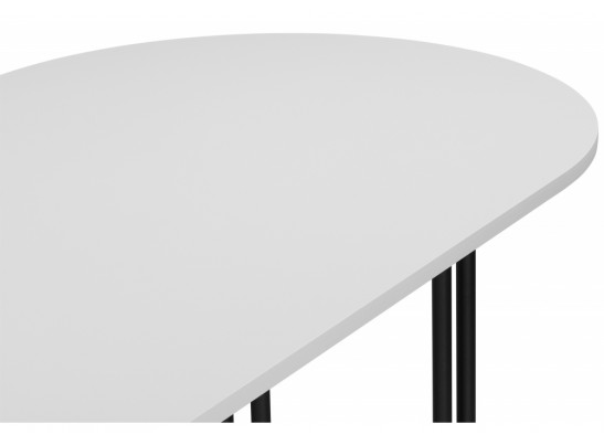 Деревянный стол Хьюго О 200 х 90 белая шагрень пленка / черные ноги в Кургане