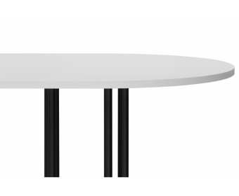 Деревянный стол Хьюго О 200 х 90 белая шагрень пленка / черные ноги