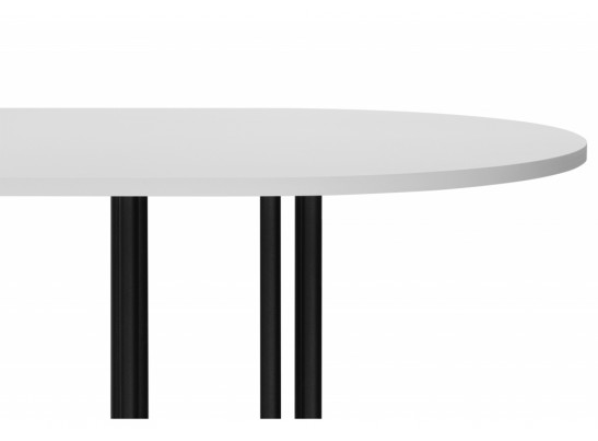 Деревянный стол Хьюго О 200 х 90 белая шагрень пленка / черные ноги в Кургане