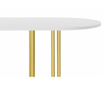 Деревянный стол Хьюго О 200 х 90 белая шагрень пленка / золотые ноги