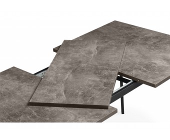 Деревянный стол Кортни 117 (157) x 77 бетон темный / черный матовый