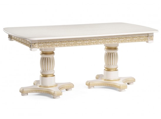 Деревянный стол Морнит 180(240)х100 слоновая кость / золото в Кургане