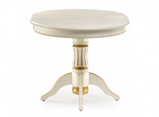 Деревянный стол Павия 90(120)х90х80 слоновая кость с золотой патиной в Кургане