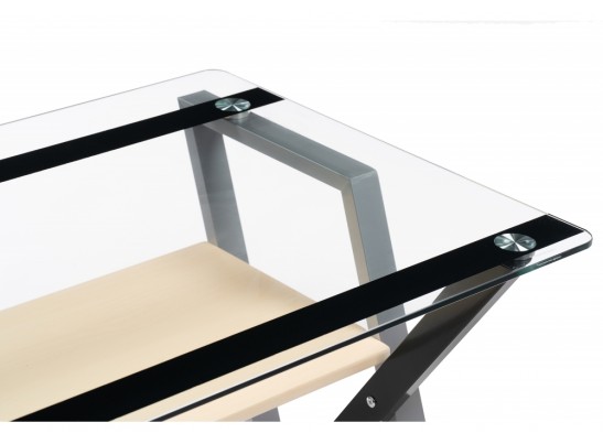 Компьютерный стол Gunar silver gray / clear glass в Кургане