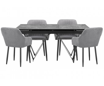 Обеденная группа Силвес серый глянец / серый / черный