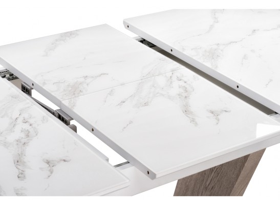 Обеденная группа Виргел светло-серый / белый / белая шагрень / дуб в Кургане