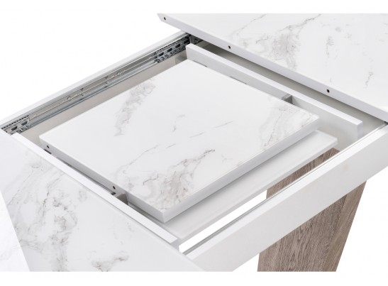 Обеденная группа Виргел светло-серый / белый / белая шагрень / дуб в Кургане