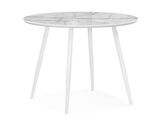 Стеклянный стол Абилин 100х76 белый мрамор / белый в Кургане