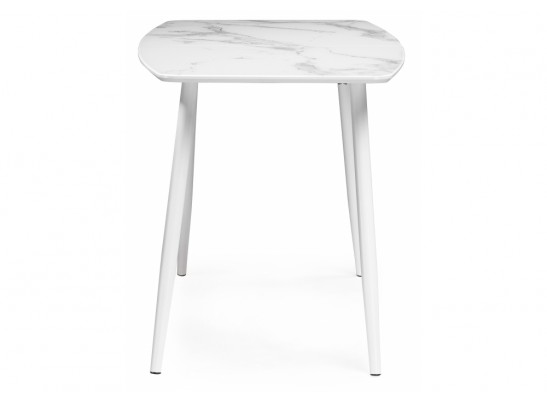 Стеклянный стол Эмма 110(150)x70 белый мрамор / белый в Кургане