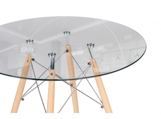 Стеклянный стол PT-151 90х76 clear glass / wood в Кургане