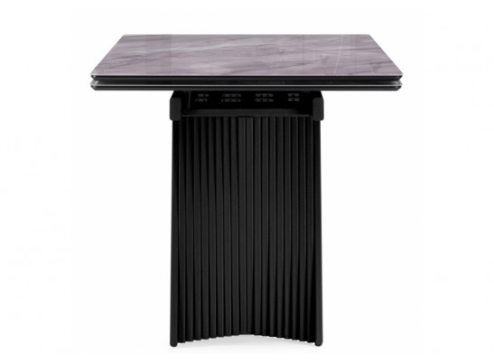 Стеклянный стол Вейв 140(200)х80 кристл серый мрамор / черный