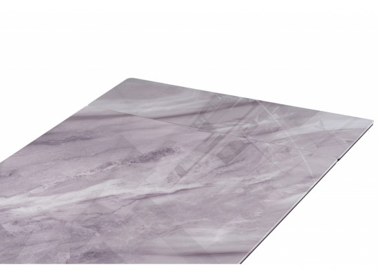 Стеклянный стол Вейв 140(200)х80 кристл серый мрамор / черный