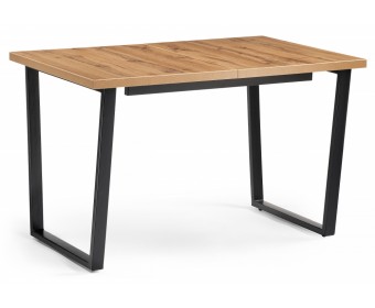 Деревянный стол Лота Лофт 120(160)х75 черный матовый / дуб крафт золотой