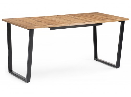 Деревянный стол Лота Лофт 120(160)х75 черный матовый / дуб крафт золотой в Кургане