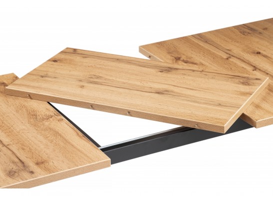 Деревянный стол Лота Лофт 120(160)х75 черный матовый / дуб крафт золотой в Кургане