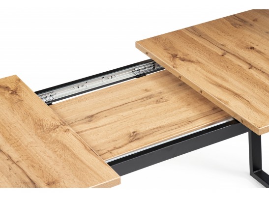 Деревянный стол Лота Лофт 120(160)х75 черный матовый / дуб крафт золотой в Кургане