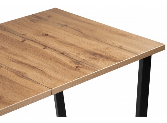 Деревянный стол Лота Лофт 120(160)х75 черный матовый / дуб крафт золотой в Кургане
