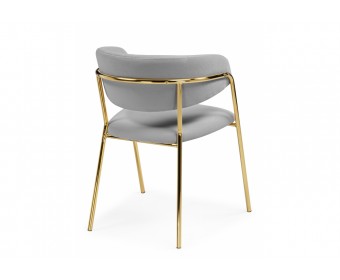 Стул на металлокаркасе Kamelia велюр светло-серый / золотой