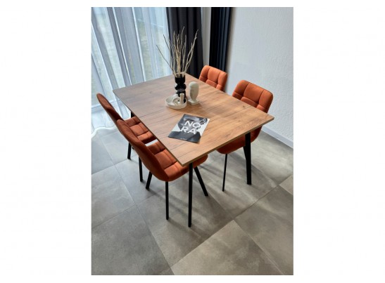 Деревянный стол Кортни 117 (157) x 77 дуб крафт золотой / черный матовый в Кургане