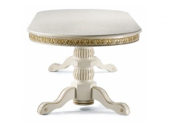 Деревянный стол Кассиль 260(330)х110х77 слоновая кость с золотой патиной в Кургане