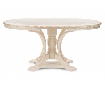 Деревянный стол Нозеан круглый бежевый / золото