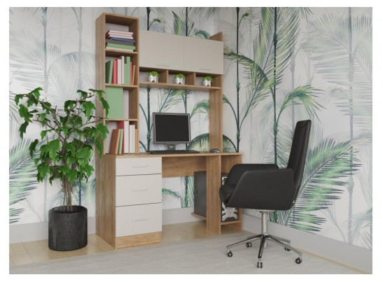 Компьютерный стол Бишоп 5 125х60х197 дуб крафт золотой / кашемир в Кургане