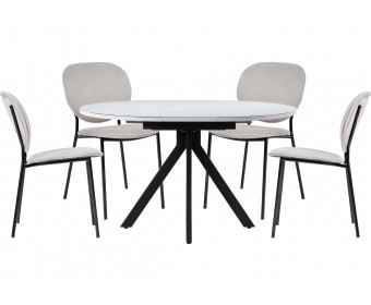 Обеденная группа Нерсу белый / серый / черный глянец