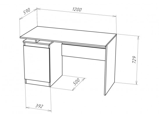 Письменный стол Рунтроп 2 120х59х72,9 белый в Кургане