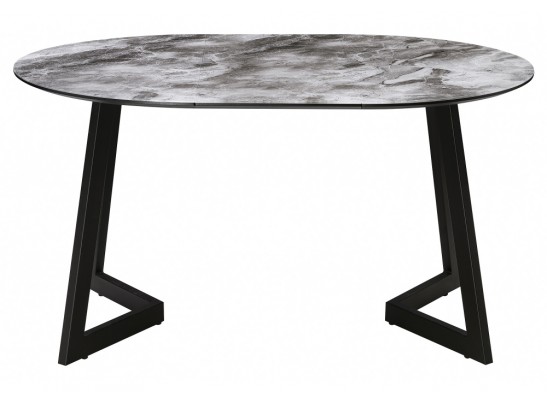 Стеклянный стол Алингсос 100(140)х100х76 черная шагрень / мрамор серый в Кургане