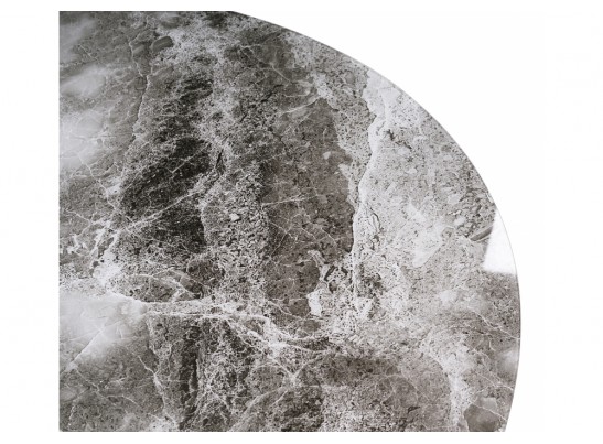 Стеклянный стол Алингсос 100(140)х100х76 черная шагрень / мрамор серый в Кургане