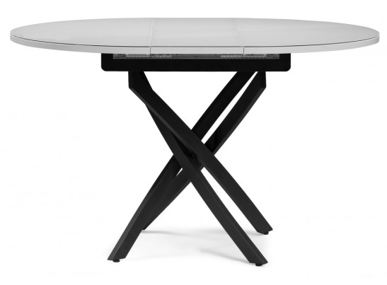 Стеклянный стол Лауриц раскладной 100(130)х100х80 черный / белый раскладной в Кургане