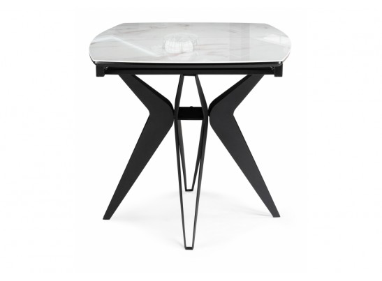 Стеклянный стол Вейл 140(180)х80 белый мрамор / черный в Кургане