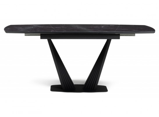 Стеклянный стол Вейл 140(180)х80 черный мрамор / черный в Кургане