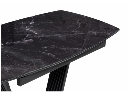 Стеклянный стол Вейл 140(180)х80 черный мрамор / черный в Кургане