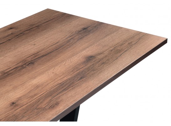 Стол на тумбе Мичиган Лофт 110х70х74 25 мм дуб делано темный / черный матовый в Кургане