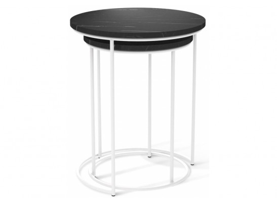 Журнальный столик Sheffilton SHT-CT7 камень пьетра черный / белый муар в Кургане