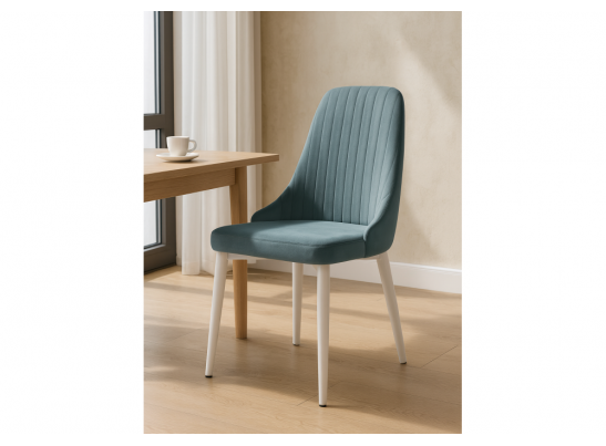 Стул на металлокаркасе Kora light blue / white