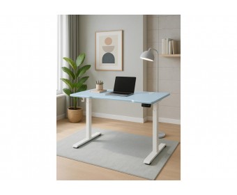 Компьютерный стол Маркос 140х80 голубой / белый