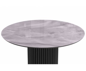 Стеклянный стол Барел 110 серый мрамор / черный