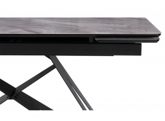 Стеклянный стол Блэкберн 140(200)х80х75 серый мрамор / черный в Кургане