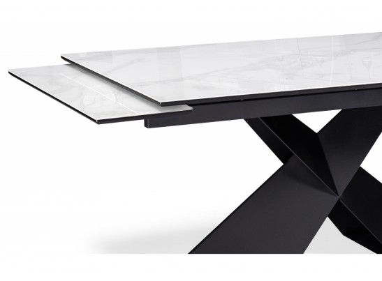 Стеклянный стол Хасселвуд 160(220)х90х77 белый мрамор / черный в Кургане