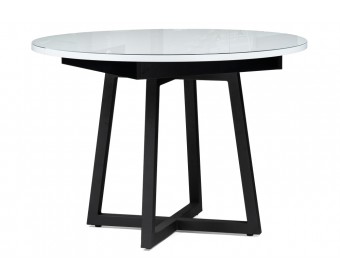 Стеклянный стол Регна 100(130)х100х75 черный / белый