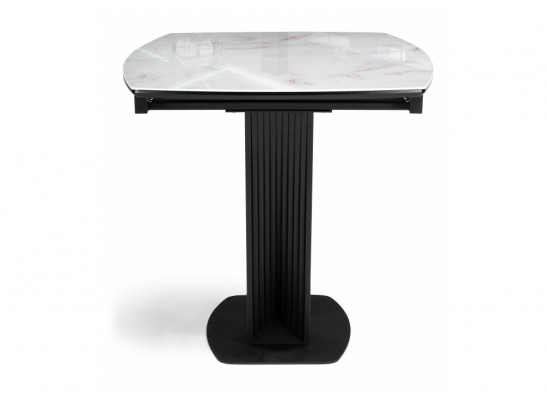 Стеклянный стол Риполь 140(180)х80 белый мрамор / черный в Кургане