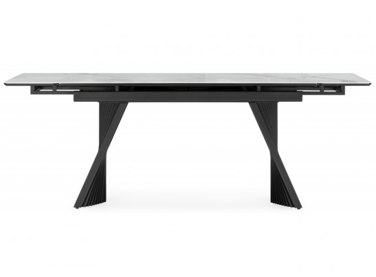 Стеклянный стол Вейв 140(200)х80 кристл белый мрамор / черный