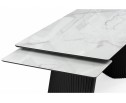 Стеклянный стол Вейв 140(200)х80 кристл белый мрамор / черный