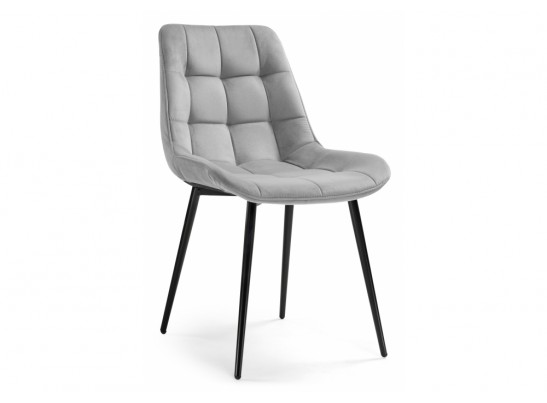 Стул на металлокаркасе Келми микровелюр светло-серый / черный глянец в Кургане