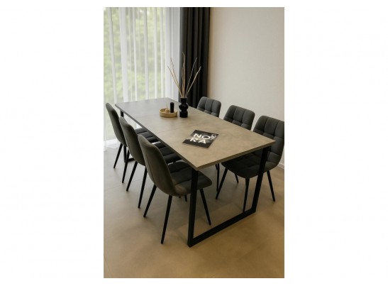 Деревянный стол Лиман 117 (157) x 77 бетон светлый / черный матовый в Кургане